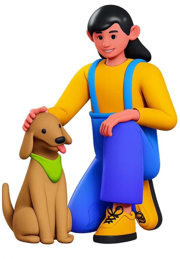 Voluntária com cachorro